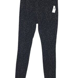 Old Navy Stevie High Rise Skinny Pants Small Black Velvet Leopard Print Stretch